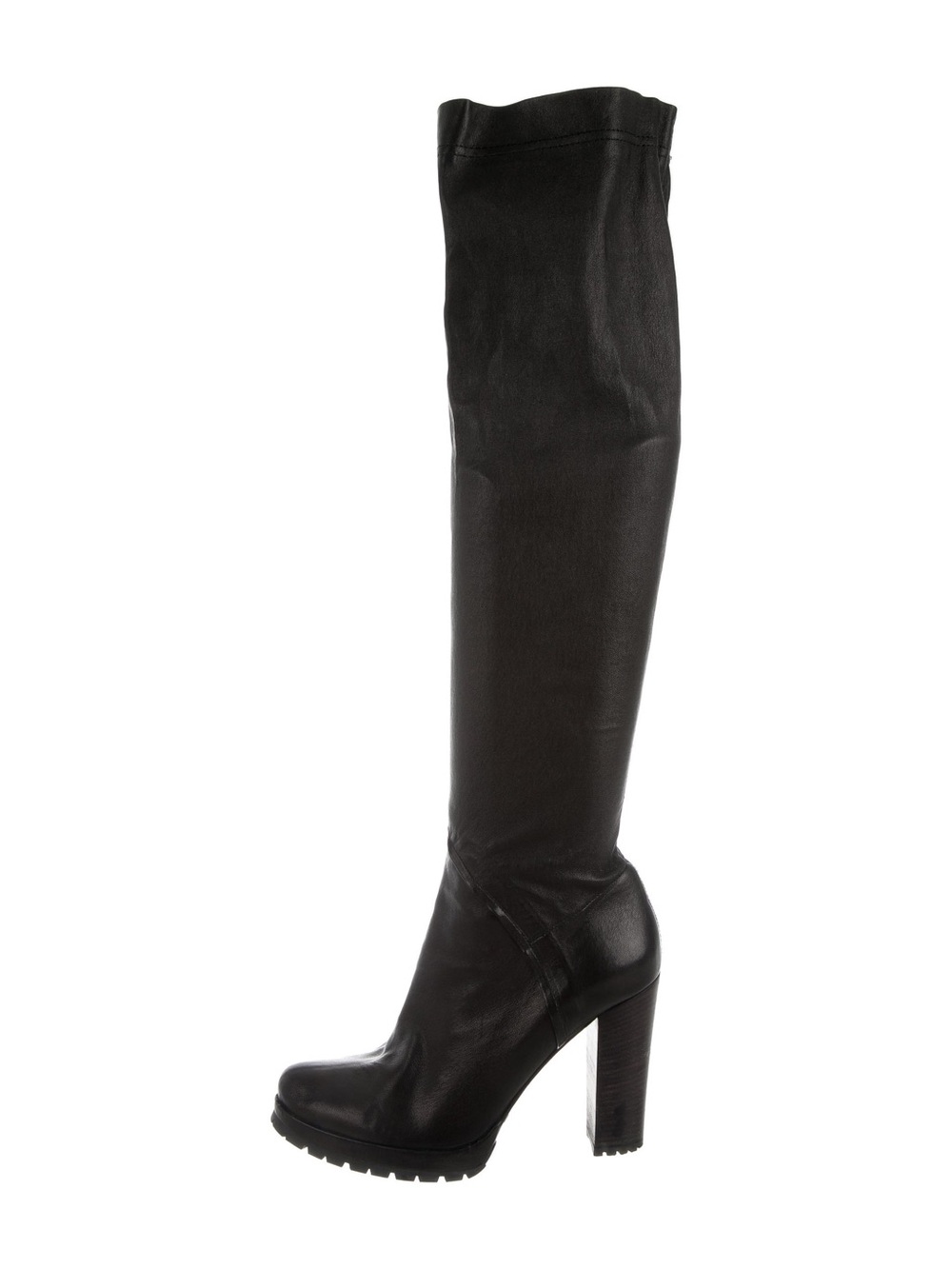 Over-the-Knee Black Leather High-Heel Boots